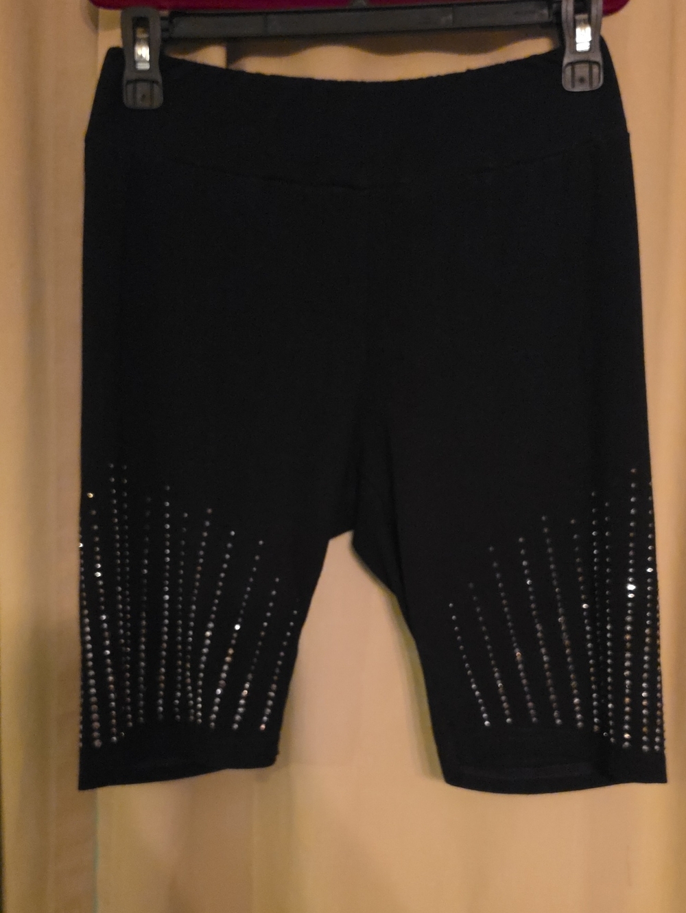 Vocal Black Rhinestone-Embellished Bike Shorts